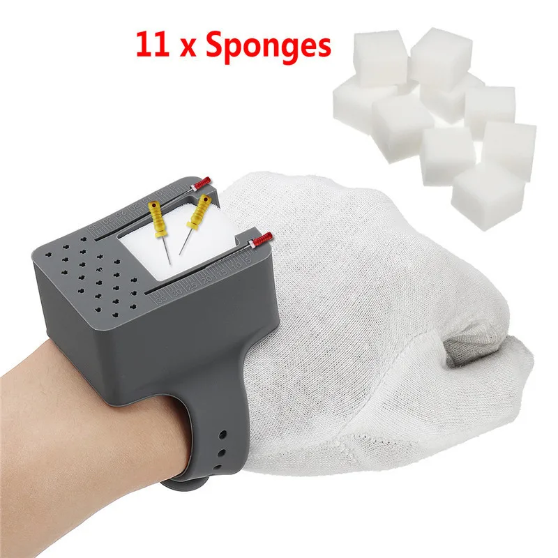 1 Set Dentistry Wrist Watch with 11 Sponge Blocks Endo Measuring Block Endodontic Files Drill Stand Holder Ruler Dental Lab Tool