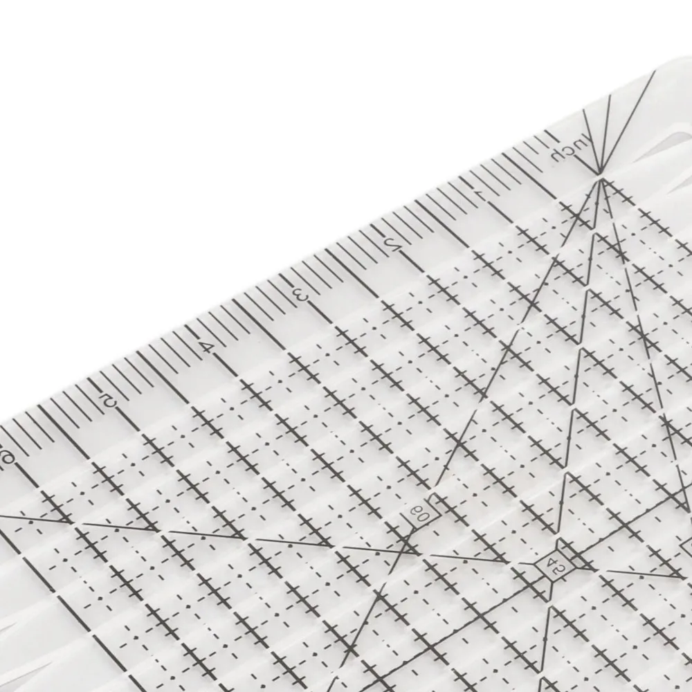 Durable Transparent Acrylic Slotted Quilting Ruler Accurate Scale Black Grid Line Patchwork Ruler Fabric Cutting Ruler Sewing