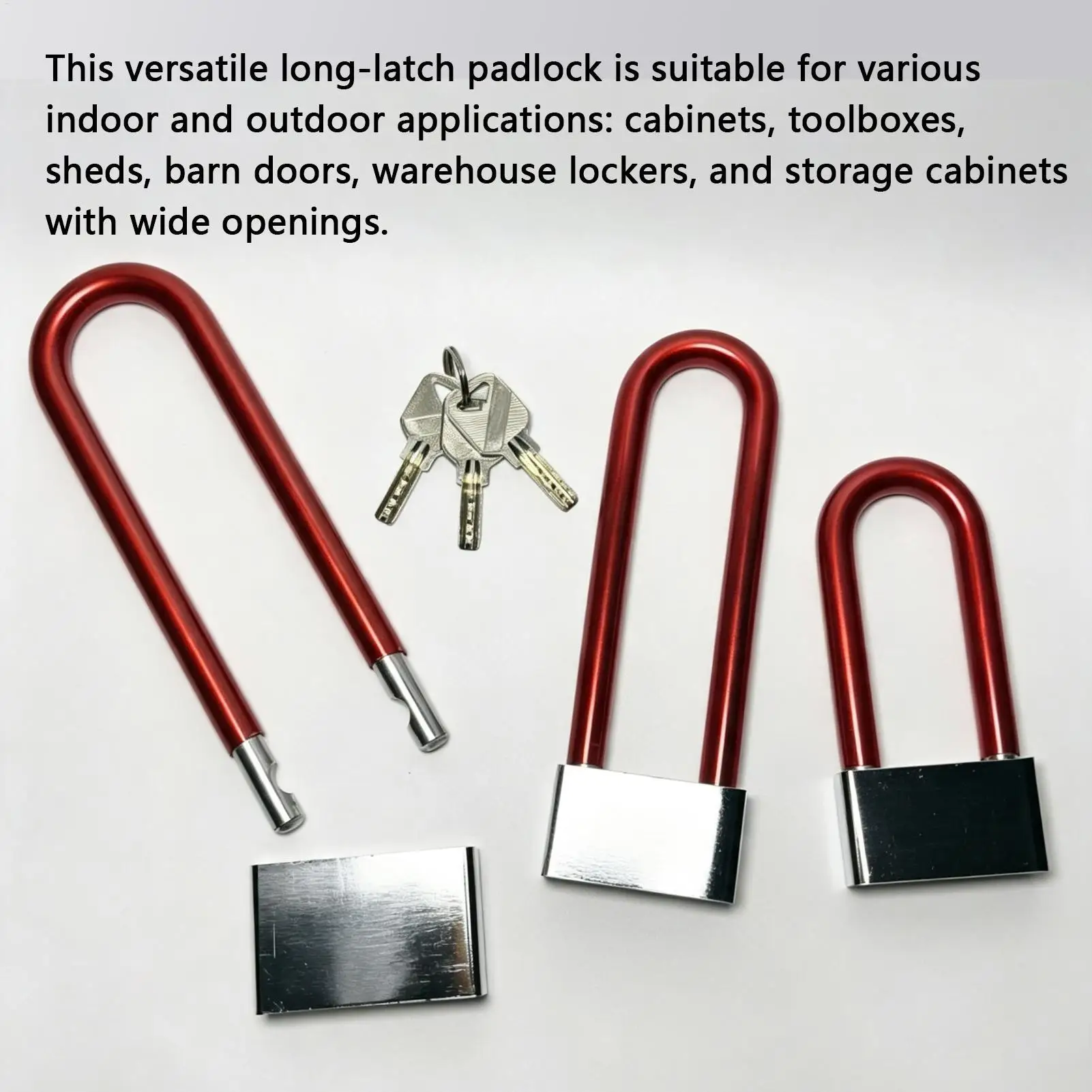 Long Padlock Heavy Duty Waterproof Fence Padlock With Keys Shackle Lock For Bike Motorcycle Scooter Gate Door Fence Cabinet