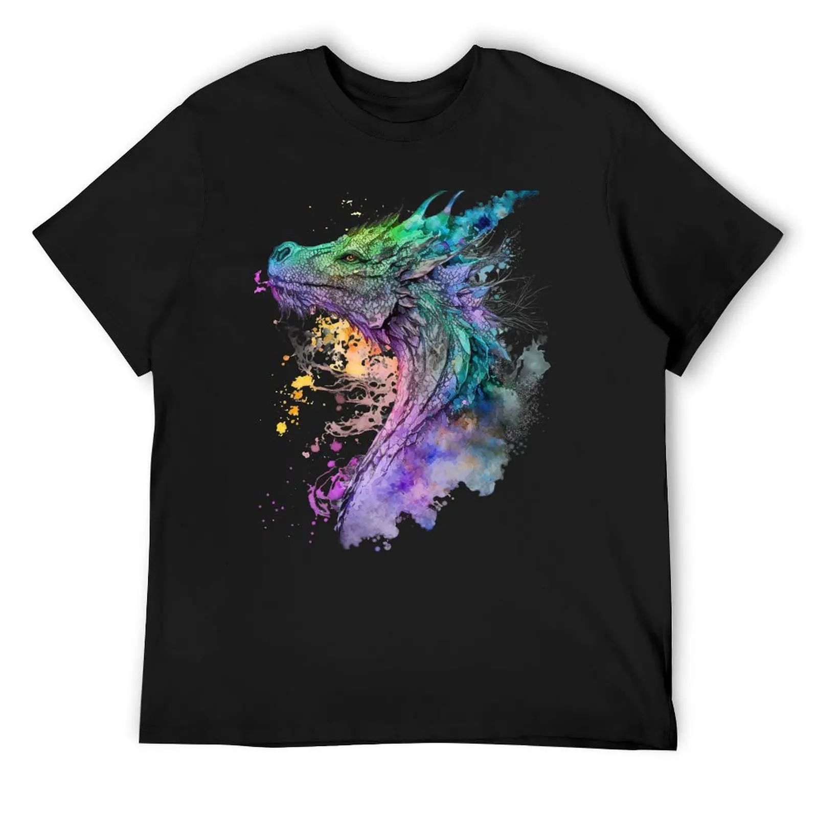 Fantasy Dragon in Watercolor T-Shirt anime t shirts customizeds for a boy mens graphic t-shirts funny