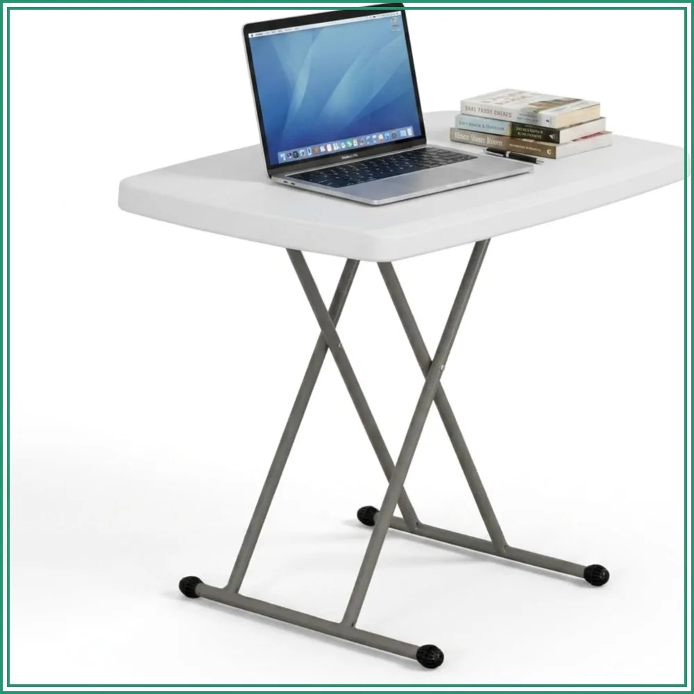 

30 Inch Folding Table, 5-Level Height Adjustable TV Tray for Small Spaces, HDPE Tabletop, Portable for Laptop, Dining, Camping, 200 lbs Capacity, No Assembly