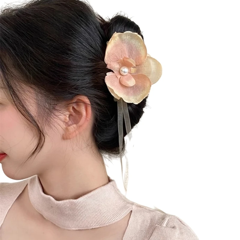 Jepit Rambut Musim Semi Jepit Rambut Klip Cakar Bunga Realistis Alat Bentuk Rambut Wanita