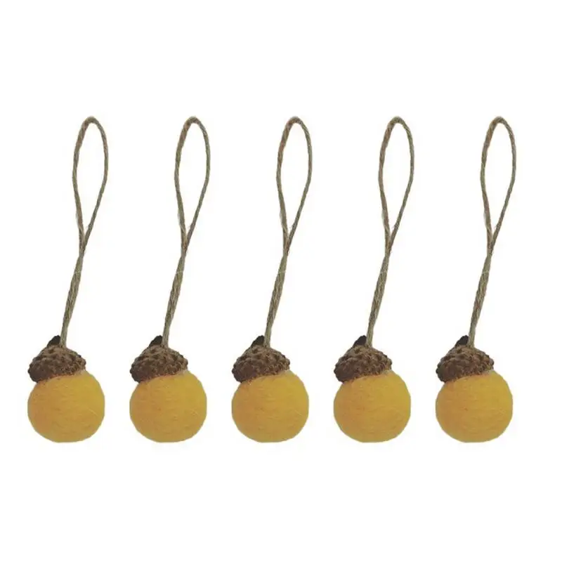 Felt Acorn Ornaments Fall Thanksgiving Tree Felt Balls Autumn Acorn Shape Fall Tree Ornament for Door Window Stair Rail Garden