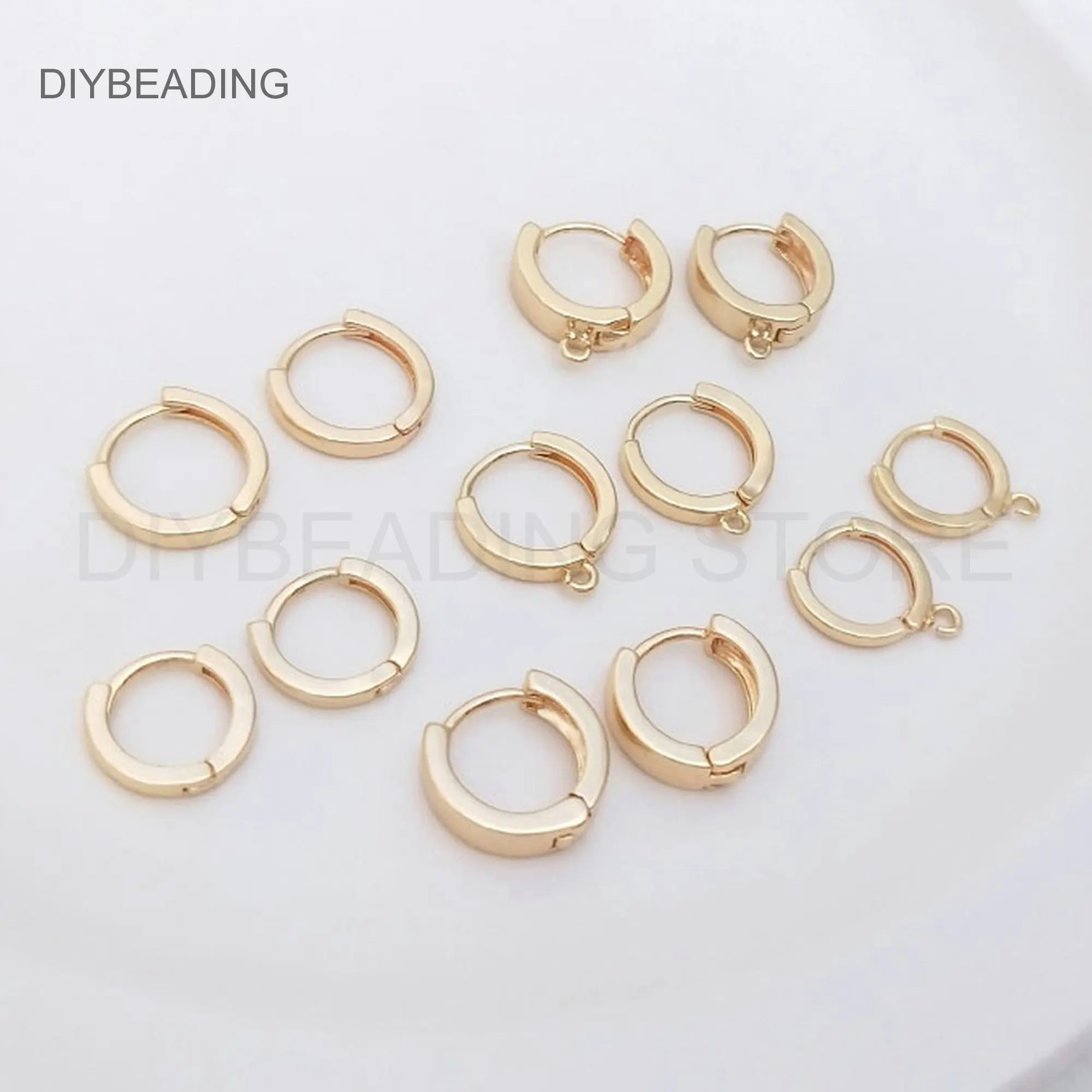 Hoop Earrings for Women 14K Real Gold Plated Brass Simple Hoop Jewelry Minimalist Small Huggie Earrings with/ No Loop (3 Sizes)