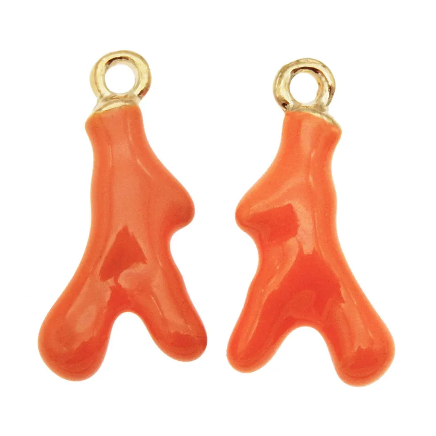 10-20pcs Alloy Enamel Charms Cute Orange Pendant Hanging Coral Branch Shape For Necklace Bracelet Earring Jewelry DIY Accessory