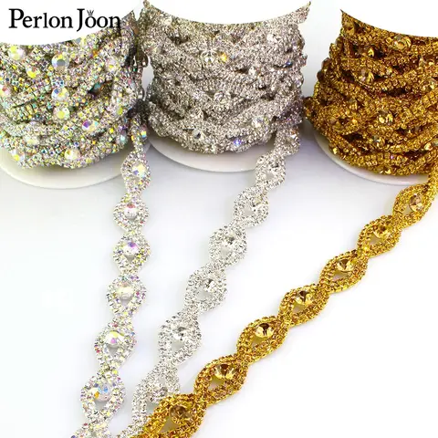 oval eyes shape array crystal rhinestones trim Ribbon metal chain for dress,bag,shoes accessories ML039