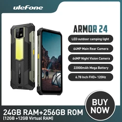 Смартфон Ulefone Armor 24, 24 + 256 ГБ, 22000 мАч, 6,78 дюйма, 120 Гц, Android 13