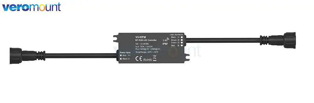 Skydance V3-WPM 3CH*1.5A DC12-24V 2.4G RGB LED Controller 2-Button IP67 Waterproof RF Mini Controller for 12V 24V RGB Strip Use