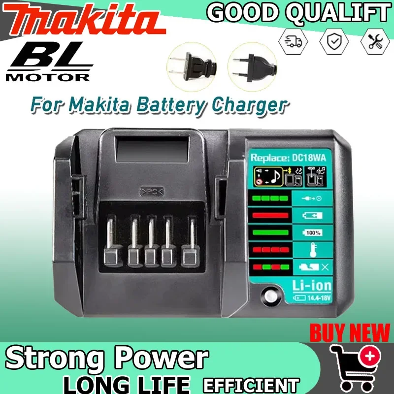 

Зарядное устройство для литий-ионных аккумуляторов DC18WA BL1815G BL1413G для Makita 14.4V-18V G Series, перезаряжаемое, 100V-240V, для электроинструментов
