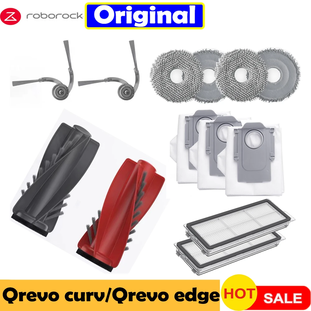 الأصلي roborock qrevo edge/qrevo curv ملحق الرئيسي/الجانب فرشاة ممسحة تصفية كيس لجميع الغبار استبدال أجزاء جهاز آلي لتنظيف الأتربة