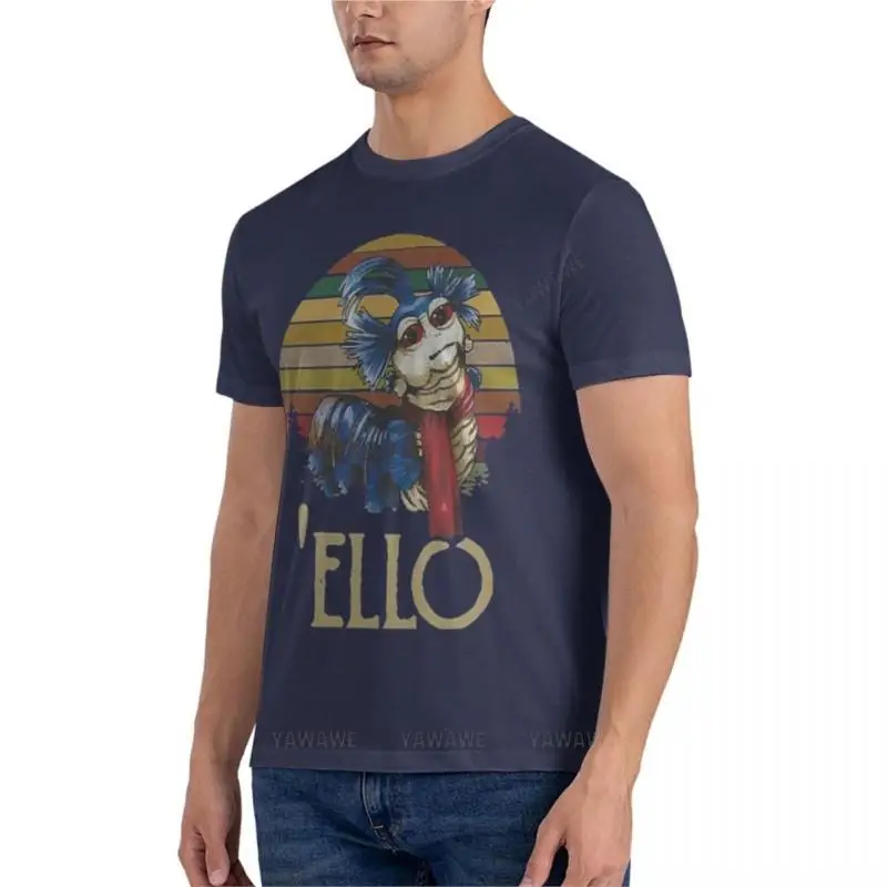 Camiseta clásica Retro para hombre, camisa con estampado de laberinto, The Worm Ello Cult, Vintage, anime en blanco