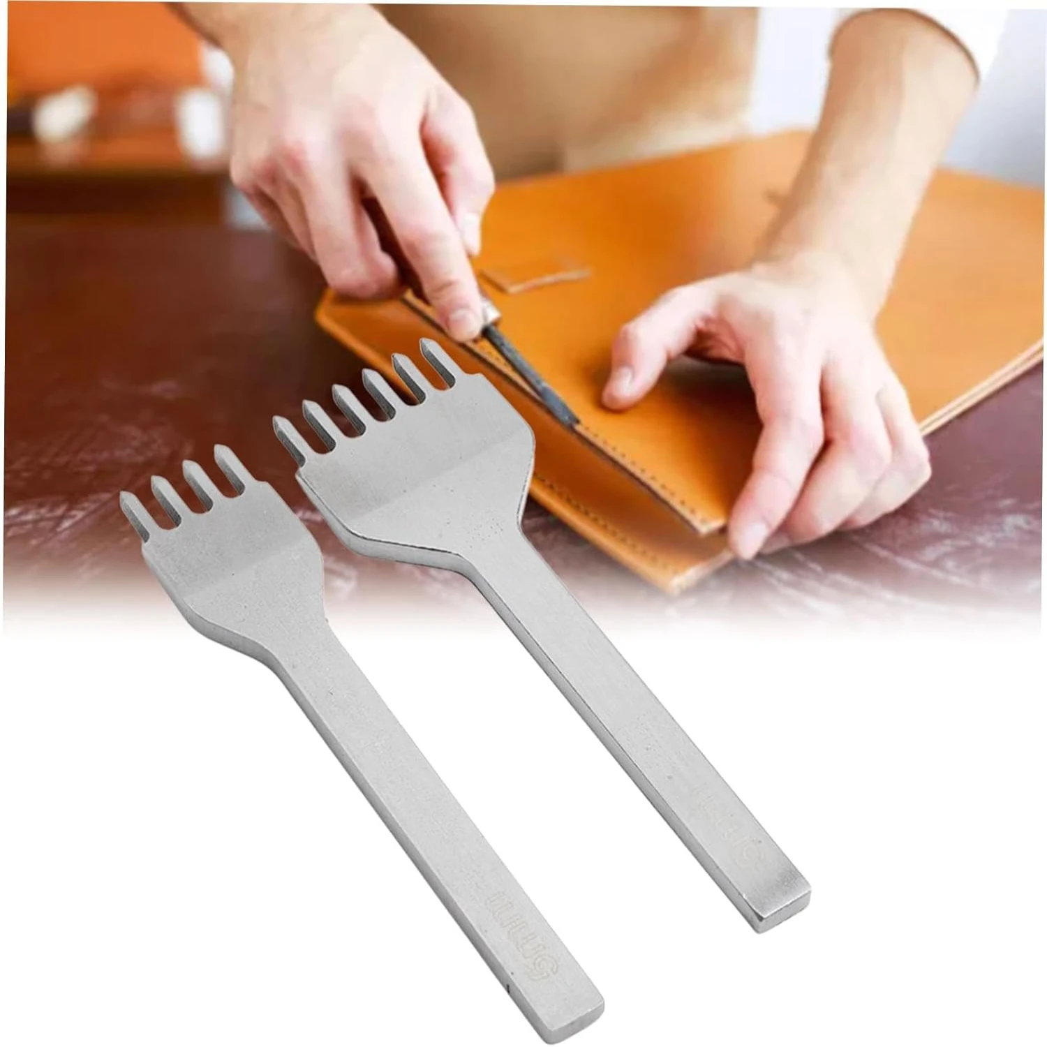 High Quality Premium Leather Punching Kit with Professional Grade White Steel Pricking Iron - Complete Leatherworking Tools Set 