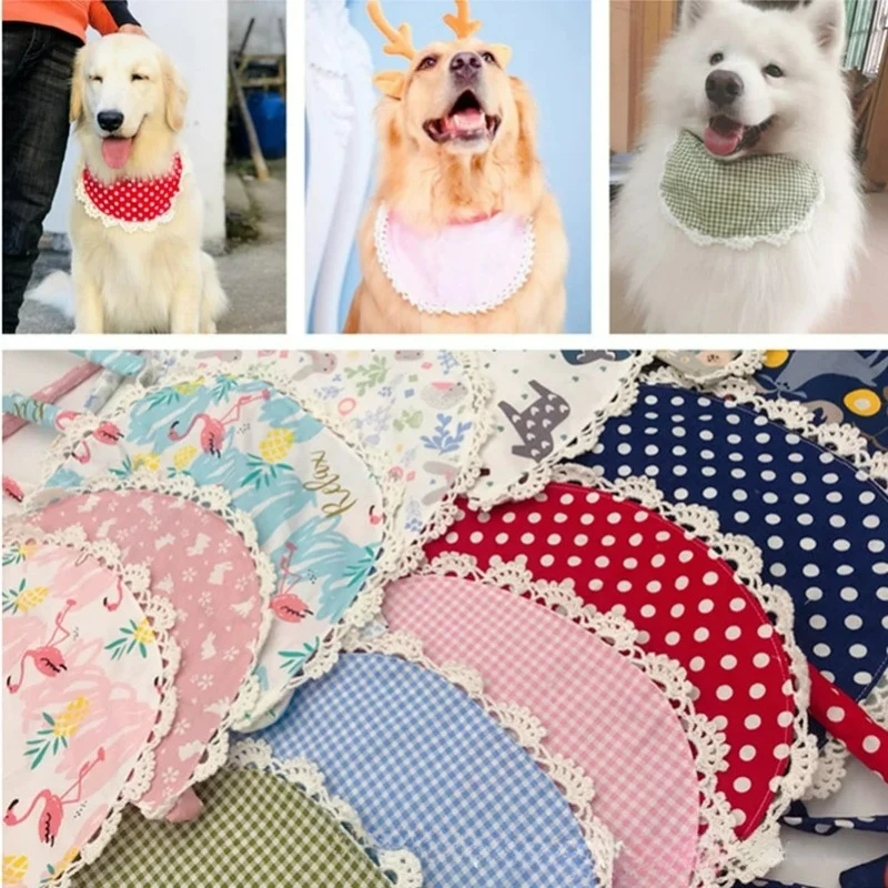 Pet Big Dog Bandana Saliva Towel Bib Lace Big Dog Large Dog Golden Retriever Chow Chow Satsuma Waterproof Scarf Accessories