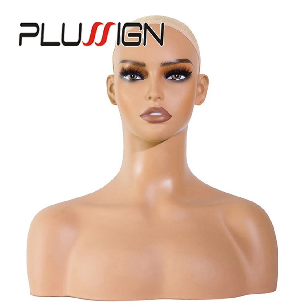 

PVC Mannequin Head Wig Stand With Eyelashes &Eyeliner Wholesale Manikin Head For Wigs Bust with Shoulders Display Stands for Wig