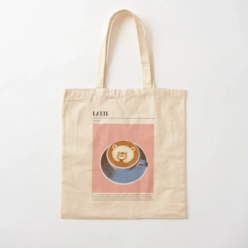 

Caffe Latte Cute Pastel Hand-Drawn Illustration Tote Bag supermarket folding bag canvas bags Tote Bag