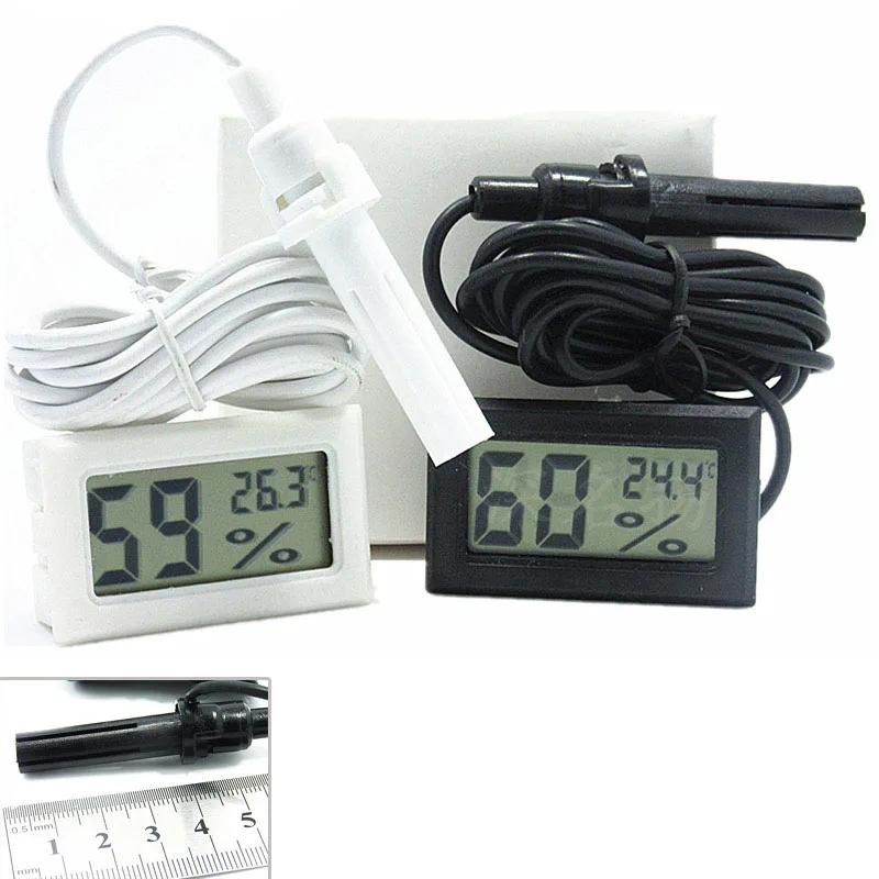 Indoor Convenient LCD Digital Thermometer Aquarium Hygrometer Temperature Mini Sensor Hygrometer Humidity Instruments With Probe