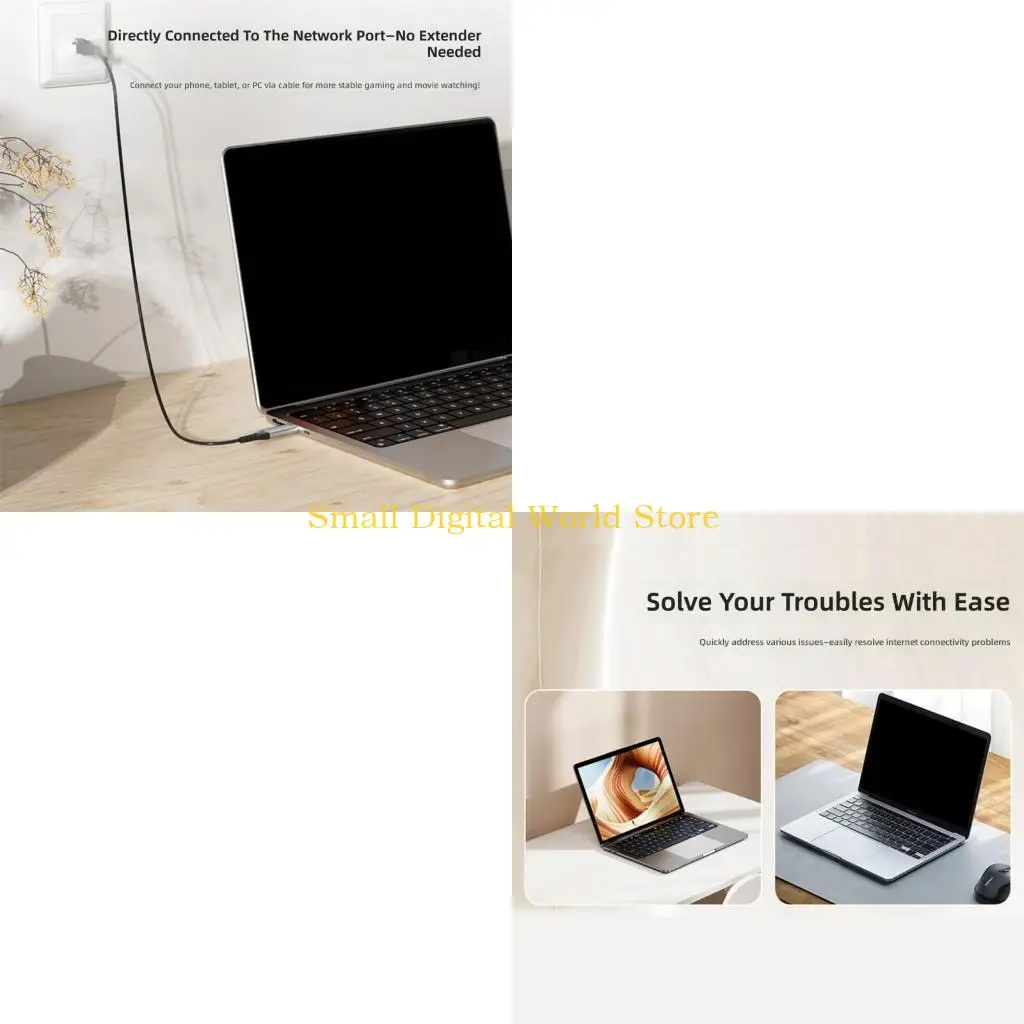 77UB USB C To RJ45 Ethernet Adapters Cord 1000Mbps Fast Gigabit Speed For Multiple Devices No Installation Required