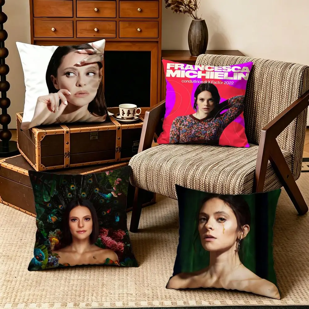 Celebrity-Francesca MichielinS Cushion Cover Soft Velvet Cushion Cover Set 4Pcs 50x50 45x45 Zipper Pillowcase for Home Decor