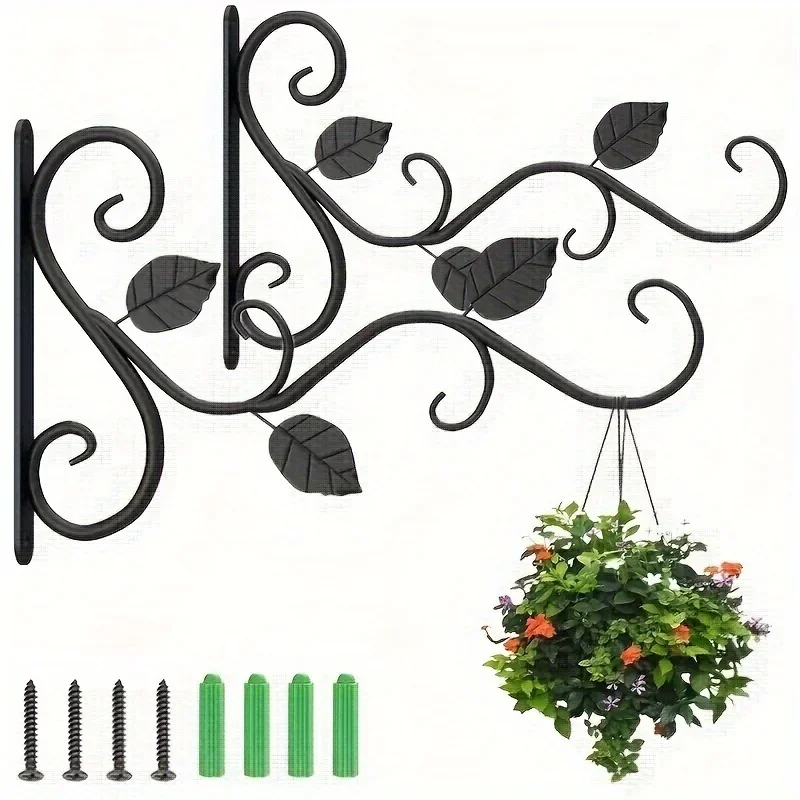 2 Pack Hanging Plant Bracket Wall Hook Wall Mount Plant Hangers For Flower Baskets Lantern Bird Feeders Wind Chimes Indoor Outdo