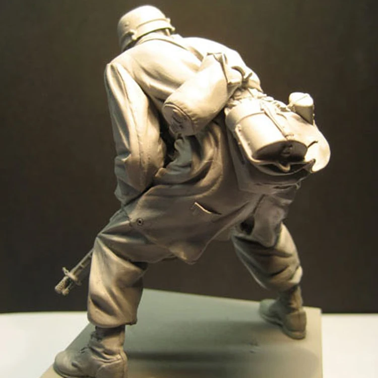 Figura de resina modelo de hombre, paracaidista de guerra de Normandía, modelo blanco, Manual militar, 1/16