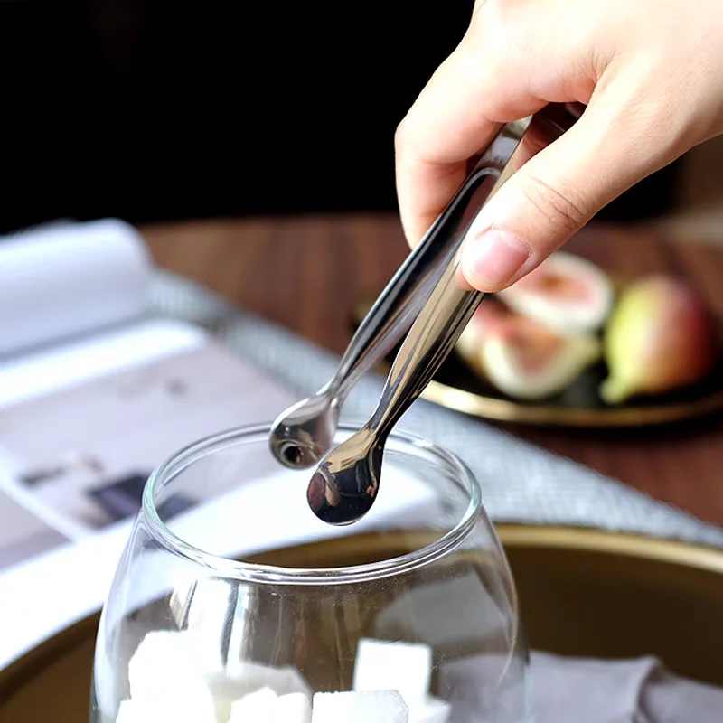 

1 Piece Small Stainless Steel Tongs Ice Bucket Tongs Coffee Sugar Cube Tongs Mini Food Serving Tongs Bar Kitchen Accessories