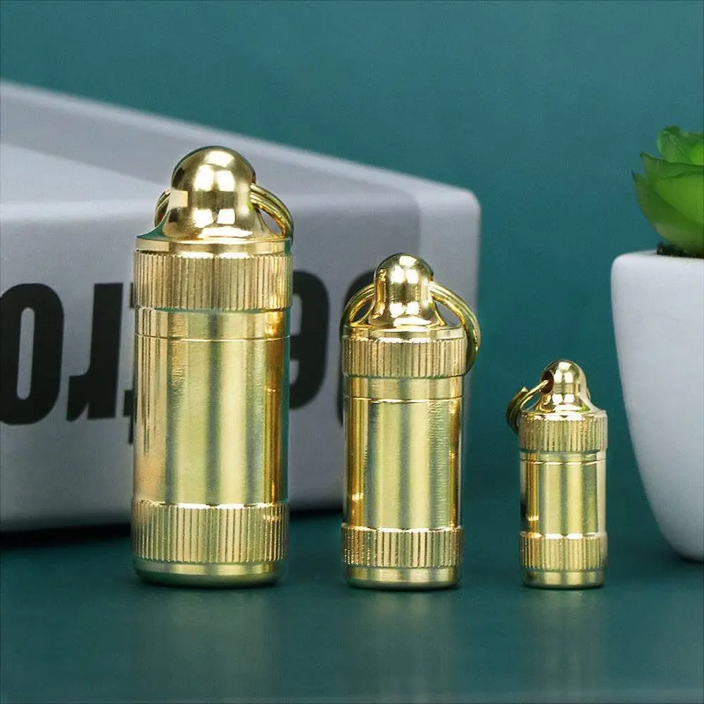 Waterproof Portable Brass Travel Earplugs Capsule Tablet Container Keychain Holder Medicine Bottle Pill Case Pill Storage Box
