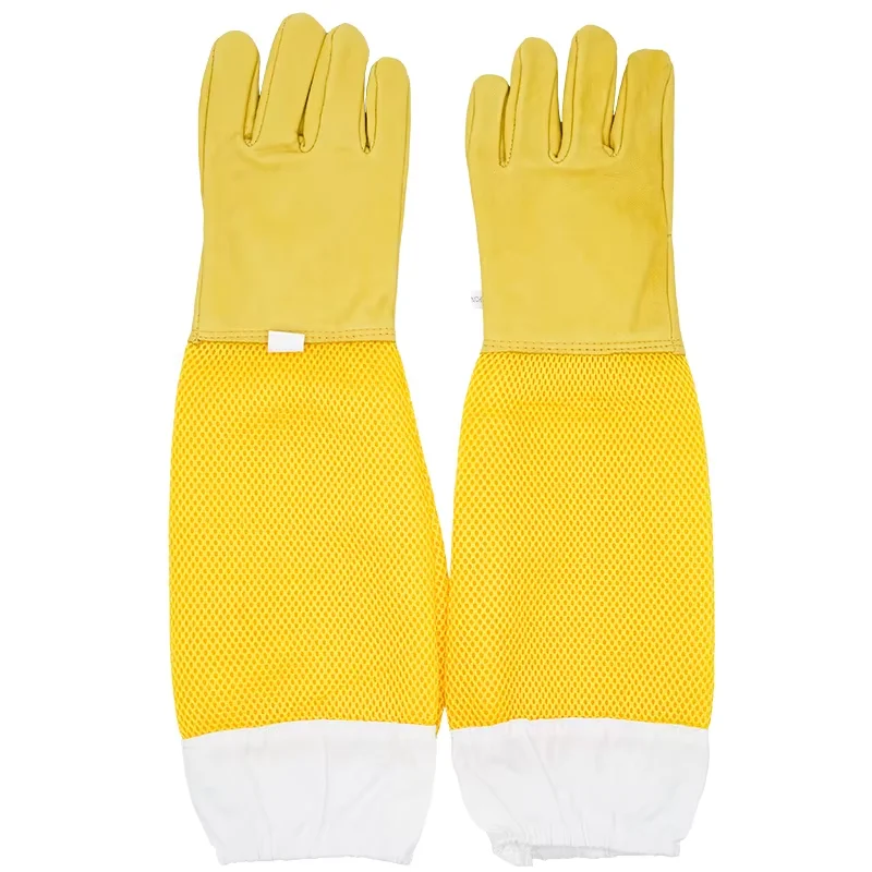 1 Pair Beekeeping Gloves Sting Sheepskin Long Gloves For Beekeepers Beekeeping ToolsProtective Sleeves Mesh Breathable Anti Bee