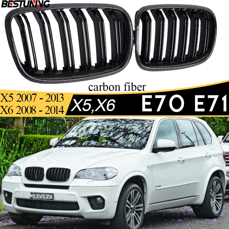 

Carbon Fiber Framed Replacement Front Bumper Grille for BMW 2007 - 2013 E70 X5 X5M 2008 - 2014 E71 E72 X6 X6M xDrive30i 35i 50i