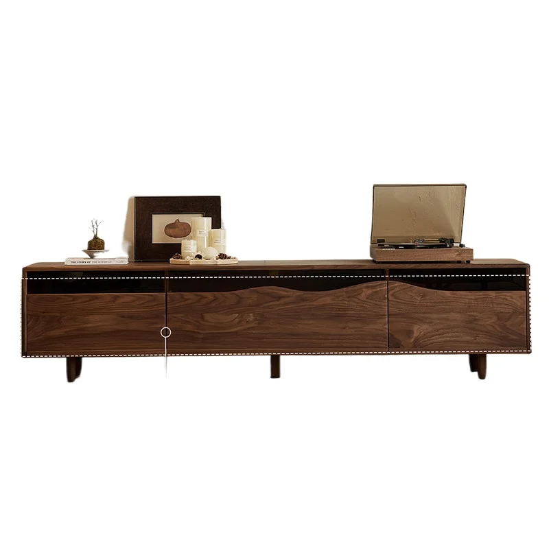 North American black walnut TV cabinet, retro style household small apartment living room solid wood floor cabinet