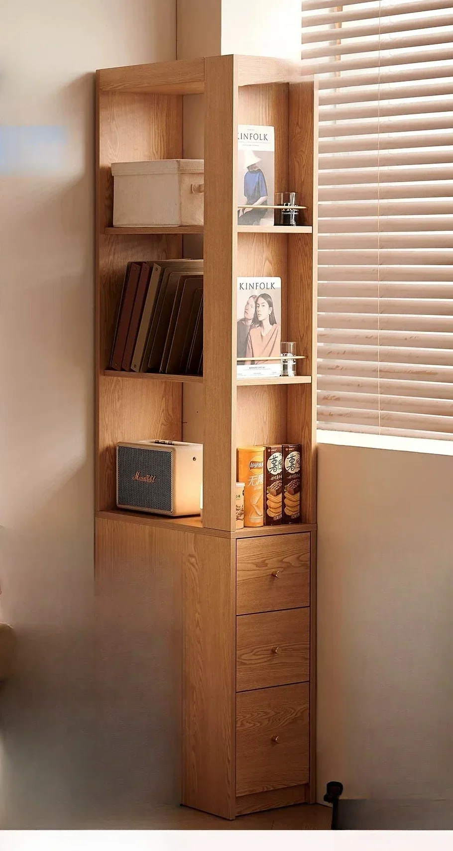 Wooden Pocket Furniture Wuya Bookcase Shelf Study Against The Wall With Pumping Display Cabinet Household Bookshelf