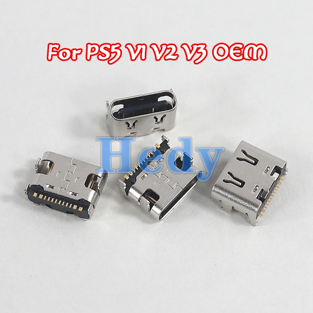 2PCS V1.0 2.0 3.0 Original OEM Gold Sliver Socket Type C USB Charger Port Socket Jack Connector For Sony PS5 Controller V2 V3