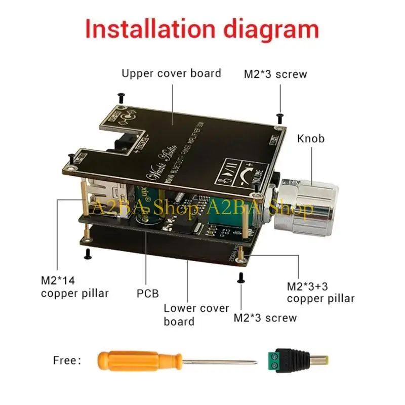 

A2BA ZK-301B Моно модуль усилителя 30 Вт Поддержка BT5.3 + Aux + UDisk + USB звуковая карта Аудиовход True Wireless Pair Box