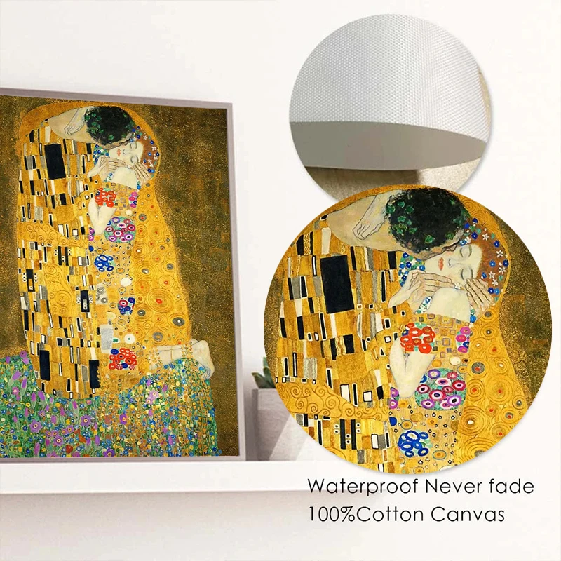 Classic Gustav Klimt Abstract Figure Artwork Kiss Tree of Life Poster Canvas Painting and Prints Wall Pictures Home Decor Gift