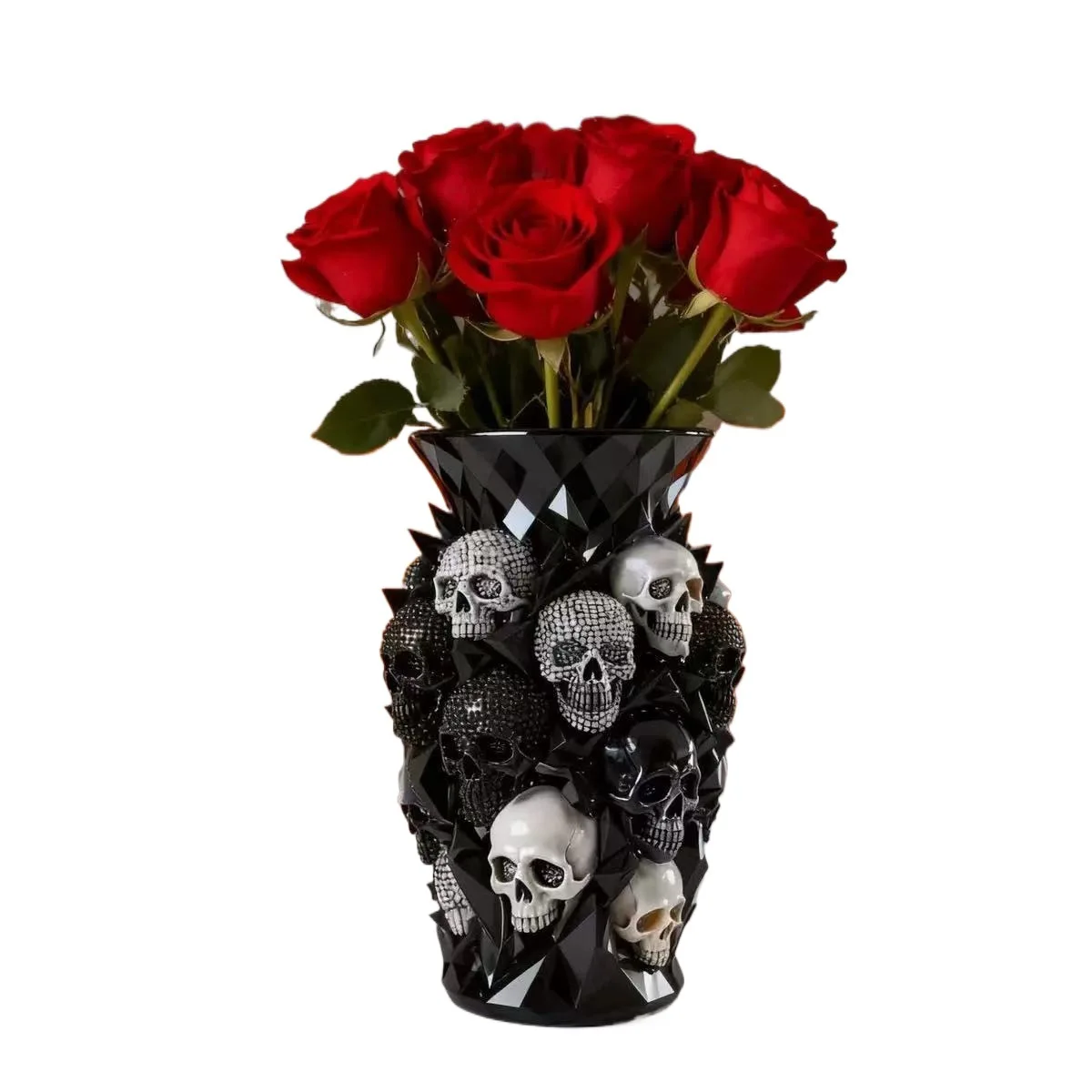 Diamond Skull Vase, Gothic Skull Vase, Garden Decorative Resin Vase Ornament, Gothic Decorative Vase Home Decor Flower Vase