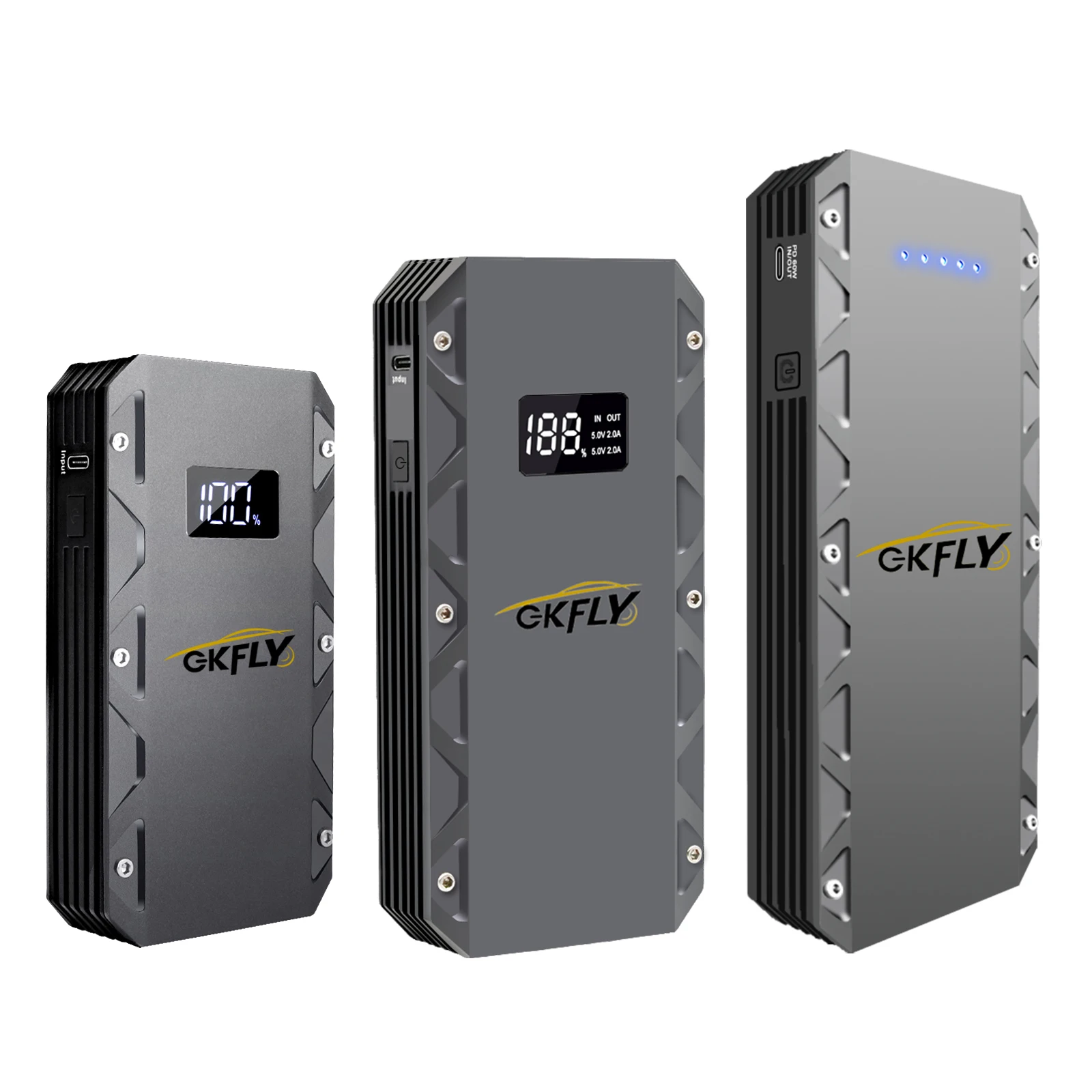 GKFLY Rozrusznik Samochodowy 3000A/5000A/9000A 12V Urządzenie Rozruchowe Power Bank Ładowarka Akumulatora Samochodowego Booster do Samochodów Benzynowych i Diesla — zdjęcie 2