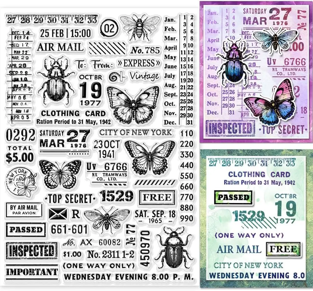 Insects Butterflies Transparent Clear Silicone Stamp Seal for DIY Scrapbooking Photo Album Decorative Clear Stamps Sheets