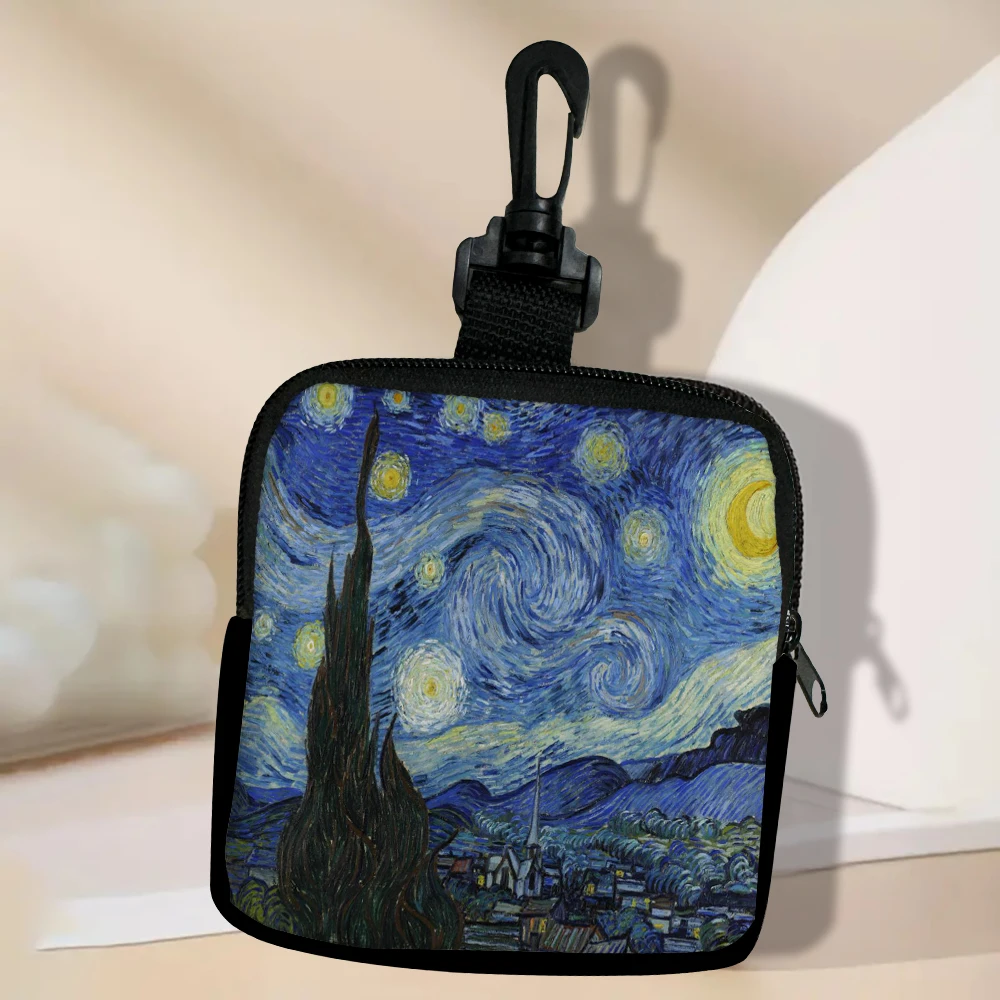 Van Gogh's Starry Sky and Mona Lisa Large Capacity Coin Wallet Waterproof Digital Coin Wallet Storage Bag, Ideal Choice for Gift