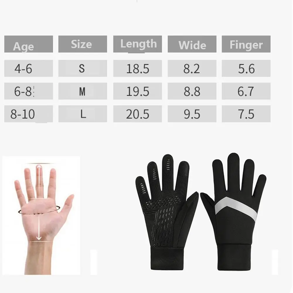 Non-SLIP เด็กถุงมือขี่จักรยานอุ่น Full-Finger Touch Screen จักรยานกีฬา Mittens เย็น Wingproof สะท้อน