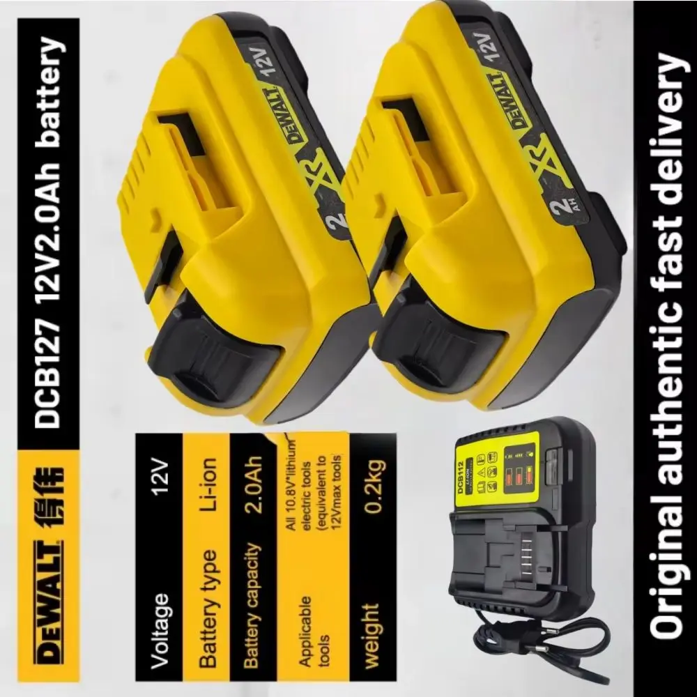 

Rechargeable Lithium-ion Battery for DeWalt 12V DCB120 DCB127 DCB124-XJ DCD796 DCF922 Compatible with 2Ah Power Tools