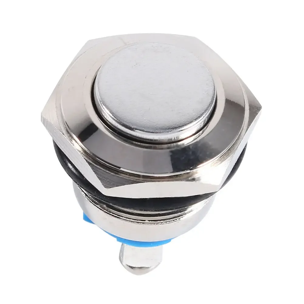 Shockproof Push Button Switch Momentary Nickel-Plated Brass Screw Terminal 1NO 18mm Waterproof Horn Electrical