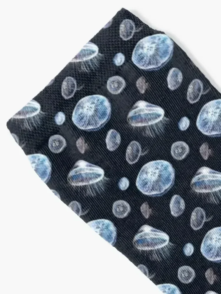 Hand painted silver jellyfish on black background Socks basketball new in's Climbing Socks For Women Men's