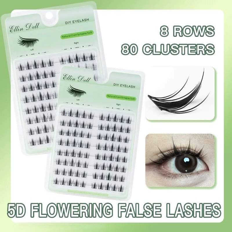 

JIZI-LASH 8 Rows Individual Lash Clusters 5D Manga Fluffy Natural Eyelash Extensions DIY False Eyelashes Makeup Tools