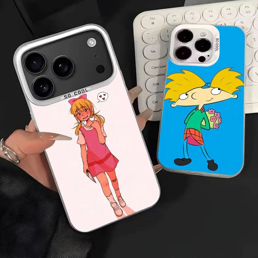 

Hey Arnold F-Fondos C-Cartoon Phone Case For iPhone 17,16,15,14,13,12,11,Mini,Pro,E,MAX White Matte Shockproof Cover