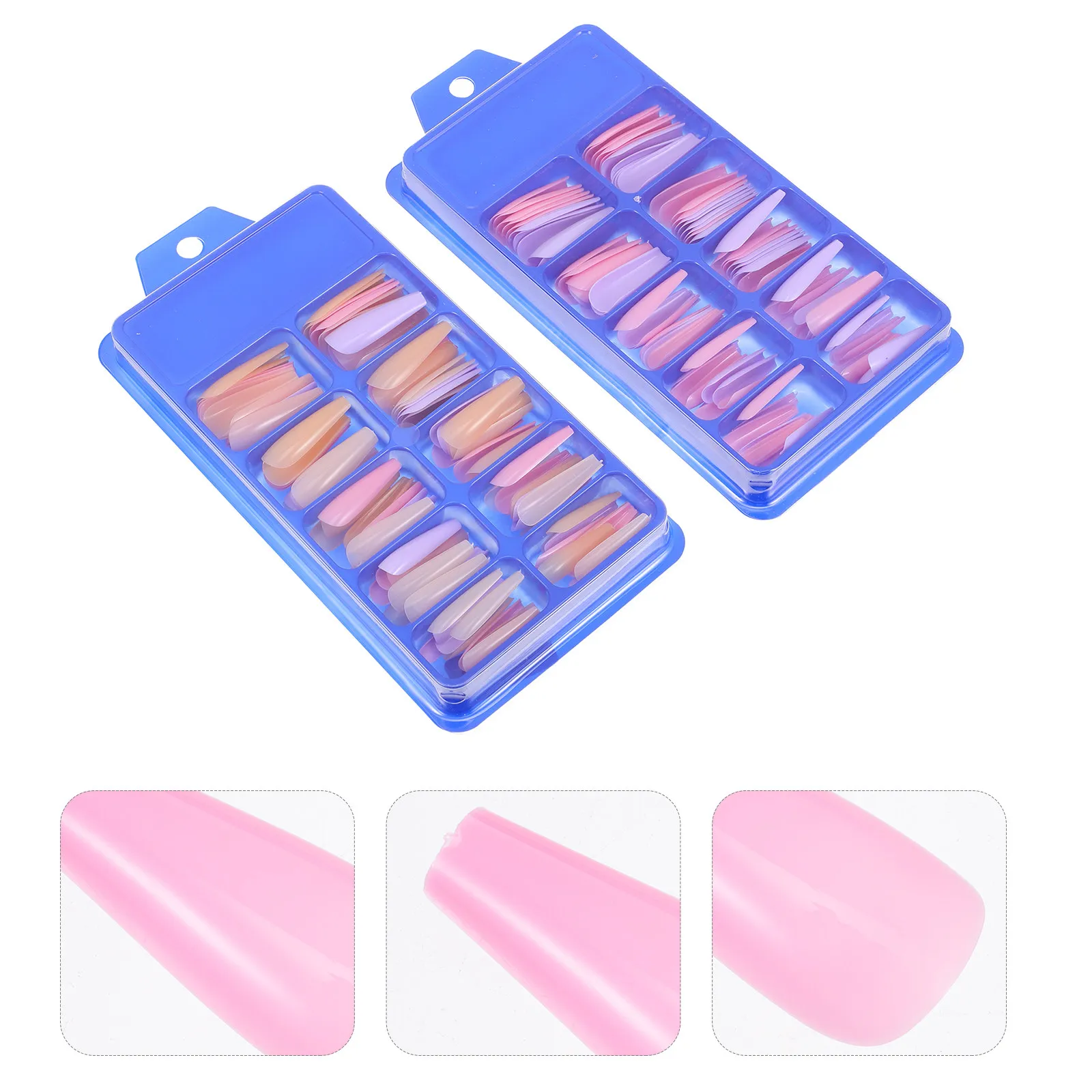2 Boxes Solid Color Flat Tip Artificial Fake Nails Press on Nails Medium Length Detachable Nail Patches DIY Nail Art Beauty