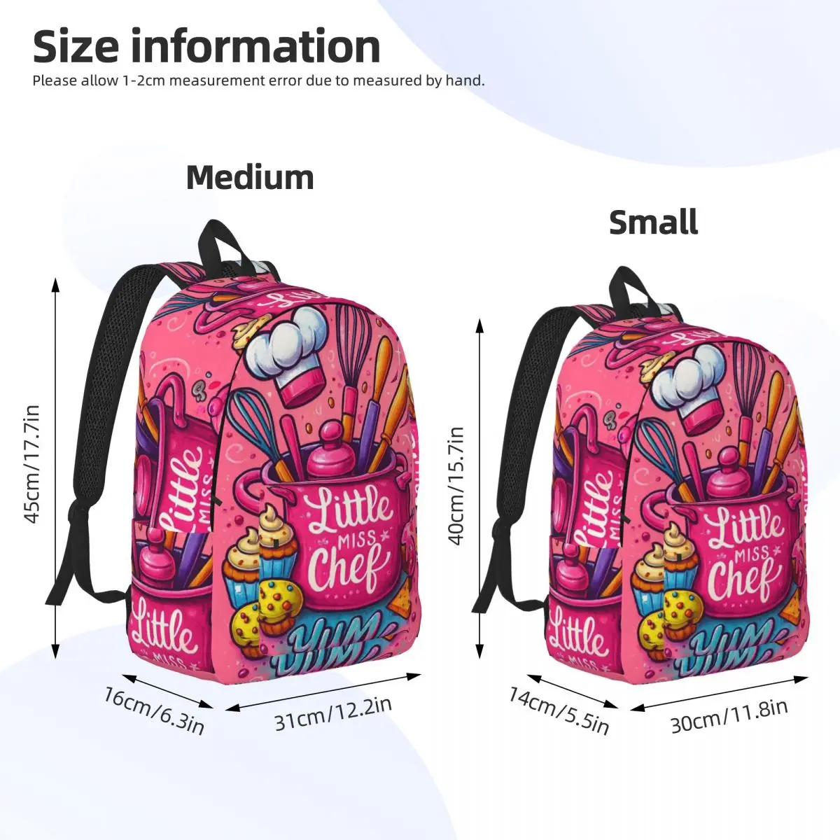Little Miss Chef Backpack Daypack Large Capacity Kids BookBag School Bag Shoulder Bags for Men Women