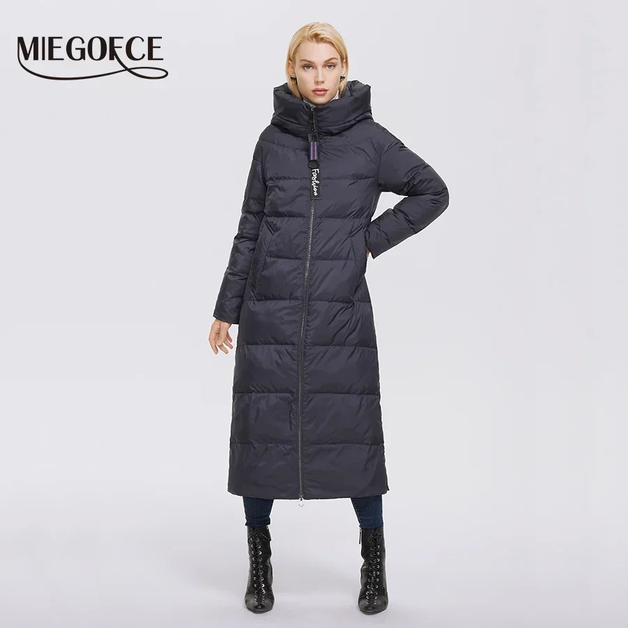 MIEGOFCE Super Long Cotton Parka Women Stand Collar Zipper Windproof Warm Winter Coat Casual Daily Outerwear D21679