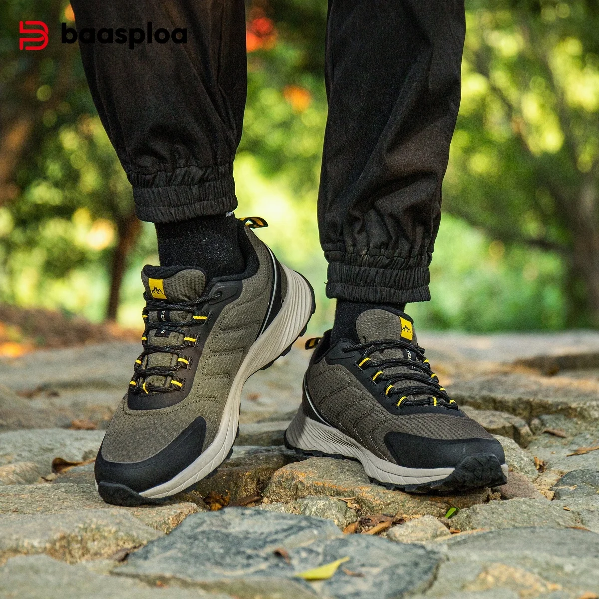 Baasploa Men Hiking Shoes High Quality Male Trekking Climbing Outdoor Sneaker Non-Slip Comfortable Waterproof Sprort Shoes