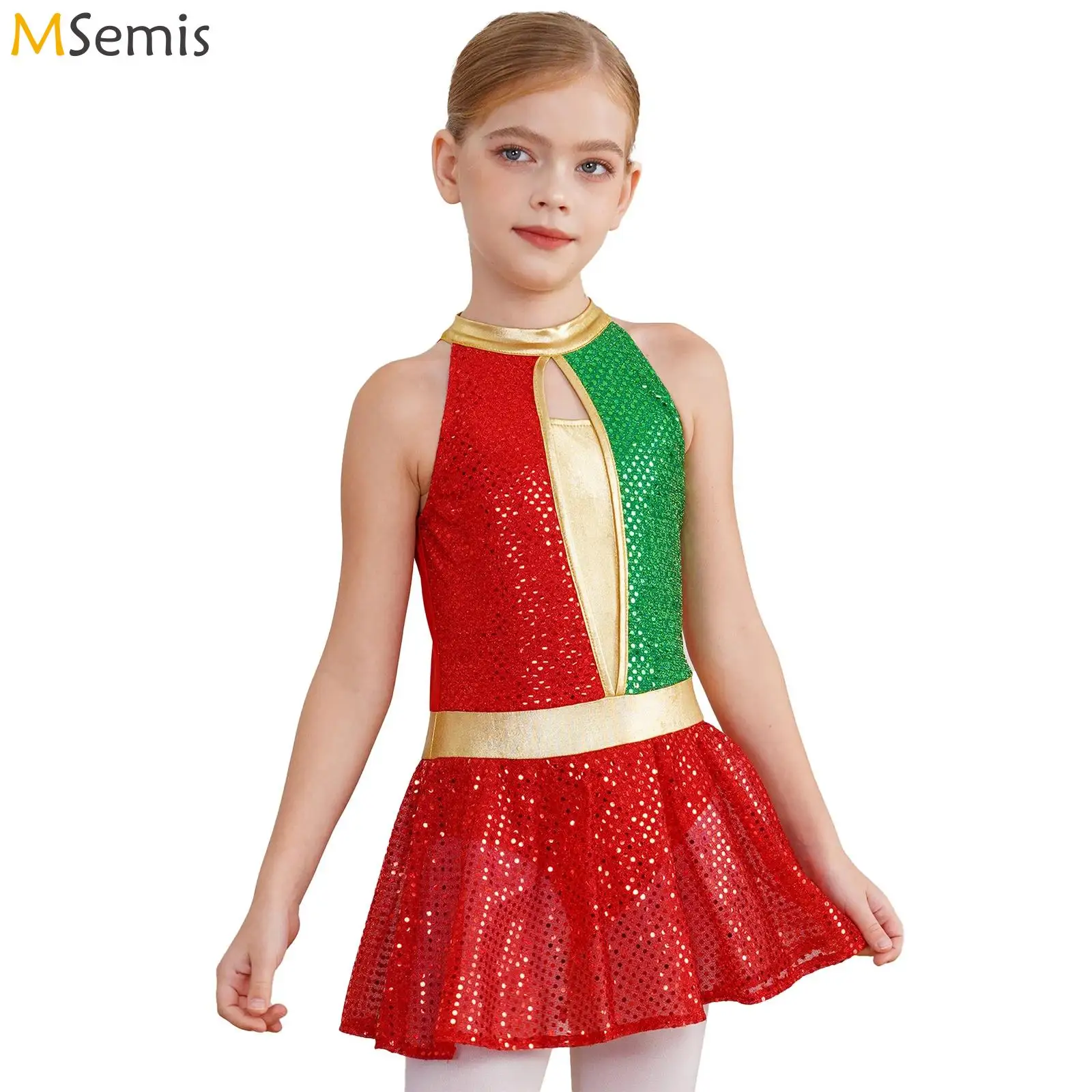 Girls Halloween Christmas Circus Jumpsuit  Sequin Jazz Tap Ballet Dance Tutu Dress Leotard Party Carnival Performance Costumes