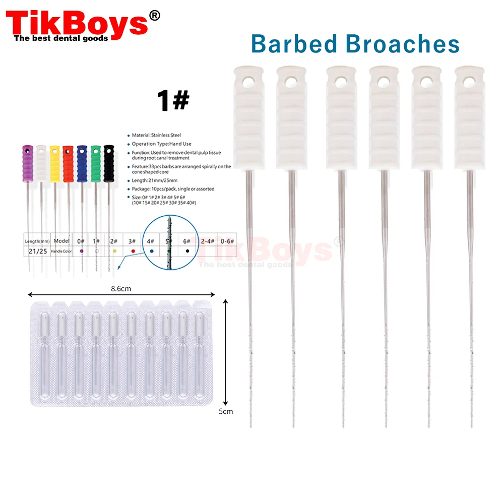 10Pcs/Pack 25mm 21mm 0#-6# Dental Root Canal Files Cleaning Needle Square Broaches Barbed Broaches for Root Cleaning Endodoncia