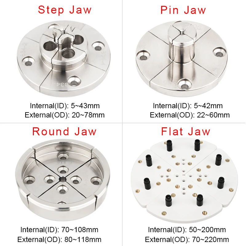 Wood Lathe Chuck jaws woodturning chuck Claws Flat Jaw Round Jaw Step Jaw Pin Jaw Woodlathe Tools Accessories